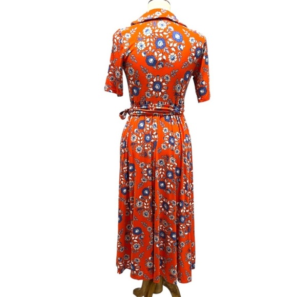 Boden Lavina Jersey Wrap in Papaya Wildflower Prarie Dress Women 6 Petite - Picture 10 of 16